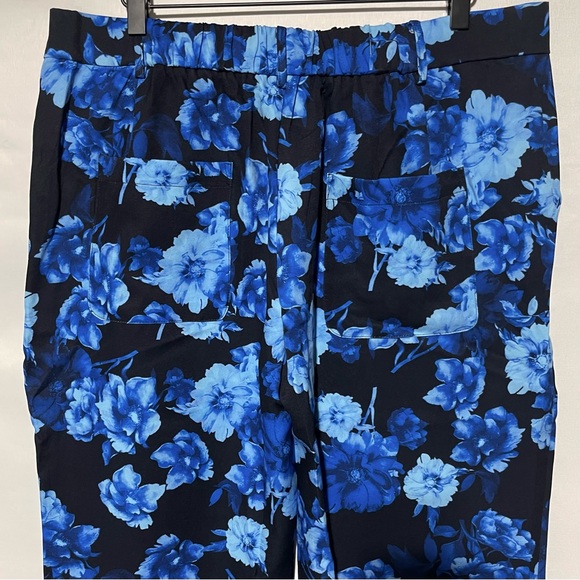 New Area Stars Floral Print Work Pants Trousers Hannah Black Blue Size XL - Picture 8 of 16